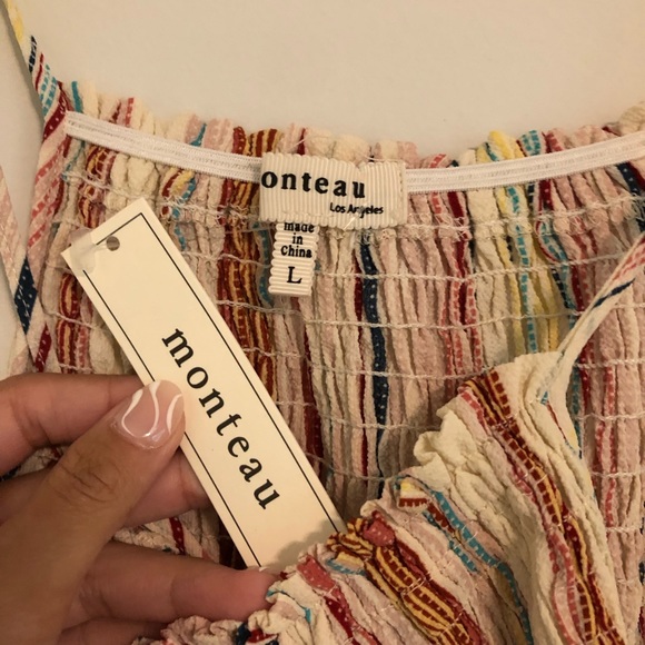 Striped Flowy Ruched Tank Top - Picture 4 of 4